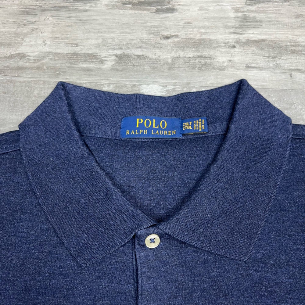 Polo Ralph Lauren Navy Blue Heather Polo Shirt 2XLT - Picture 2 of 4